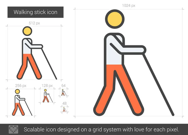 Wandelstok lijn pictogram. — Stockvector