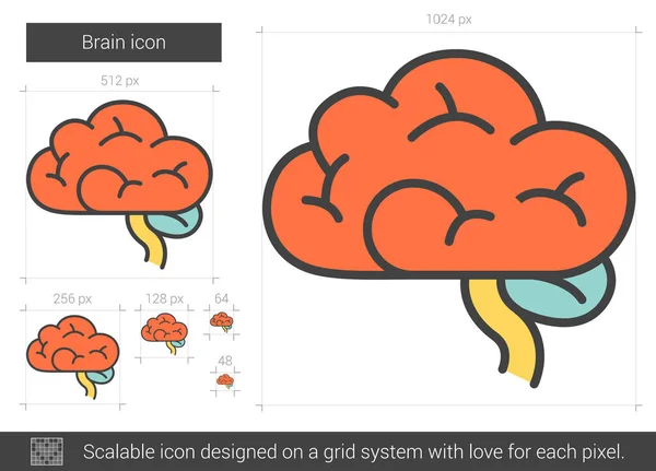 Icono de línea cerebral. — Vector de stock