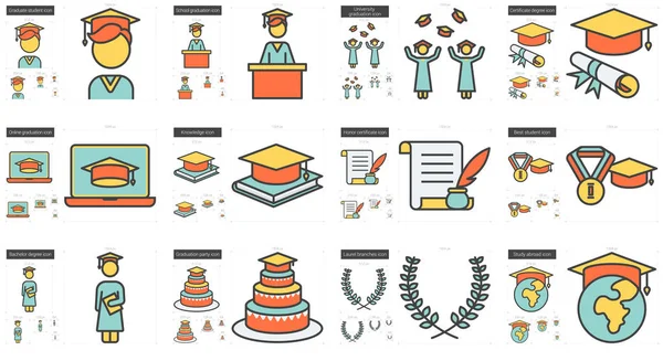 Education line icon set. — Stock Vector