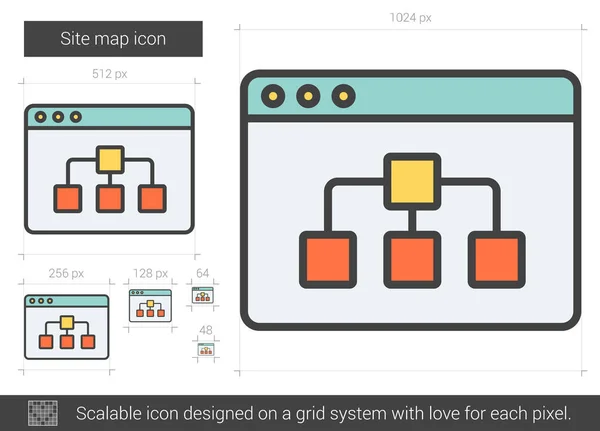 Ícone da linha do mapa do site . — Vetor de Stock