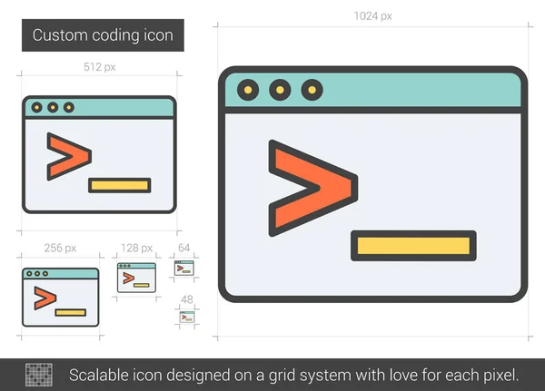 Icono de línea de codificación personalizada . — Archivo Imágenes Vectoriales