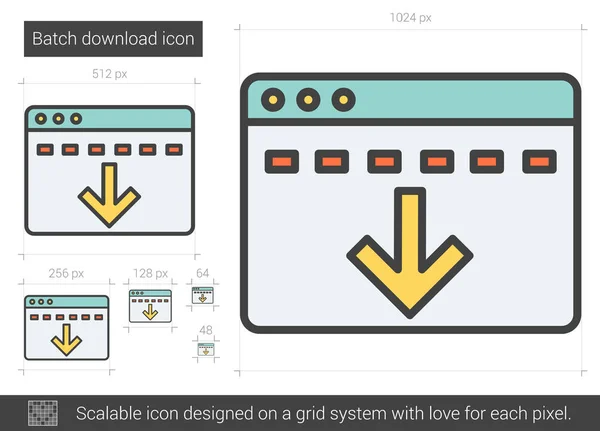 Ícone de linha de download em lote . — Vetor de Stock