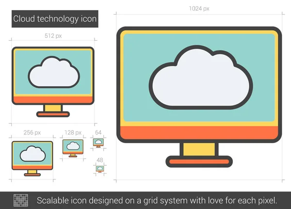 Icono de línea de tecnología Cloud . — Archivo Imágenes Vectoriales