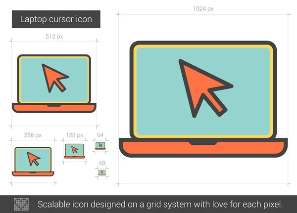 Laptop-Cursor-Zeilensymbol. — Stockvektor