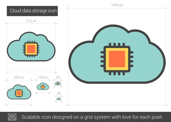 Icono de línea de almacenamiento de datos Cloud. — Archivo Imágenes Vectoriales