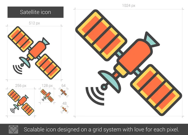 Ícone de linha de satélite. — Vetor de Stock