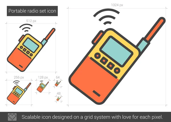 Φορητό ραδιόφωνο εικονίδιο ορισμός γραμμής. — Διανυσματικό Αρχείο