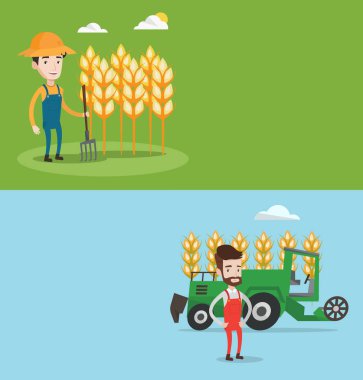 Metin için yer ile iki tarım afiş.