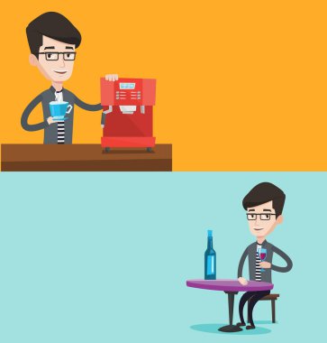 Metin için yer ile iki yiyecek ve içecek afiş.