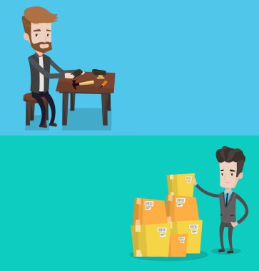 Metin için yer ile iki endüstriyel afiş.