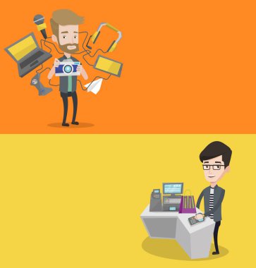 Metin için yer ile iki teknoloji afiş.