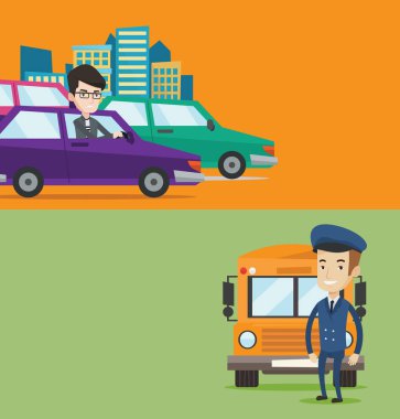 Metin için yer ile iki ulaşım afiş.