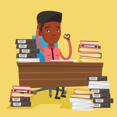 Office vektör çizim içinde çalışan erkeğin vurguladı