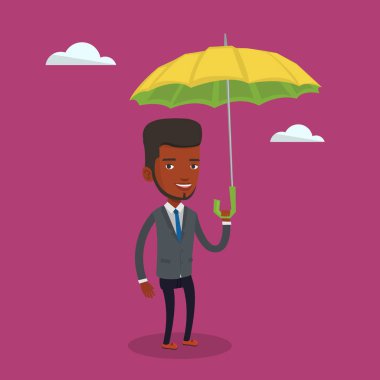Şemsiye ile işadamı sigorta acentesi.