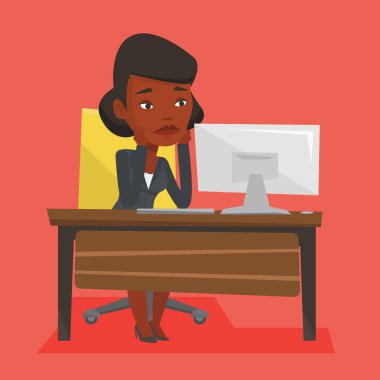 Ofiste çalışan yorgun üzgün.