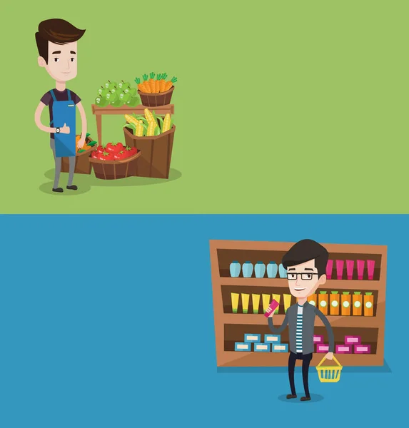 Dos banners de compras con espacio para texto . — Vector de stock