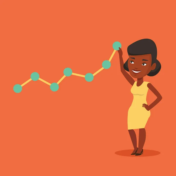 上がるチャートを見てビジネス女性. — ストックベクタ