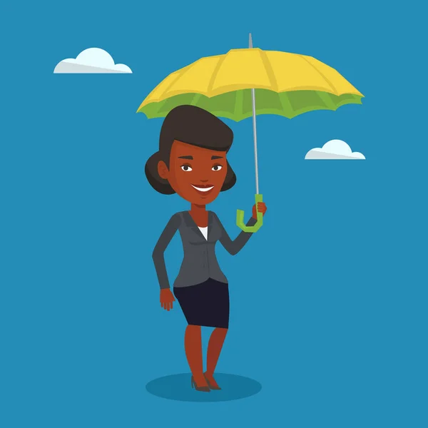 Mulher de negócios agente de seguros com guarda-chuva . — Vetor de Stock