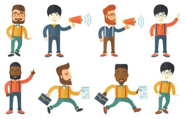 Vektör çizimleri ile iş adamları ayarla.