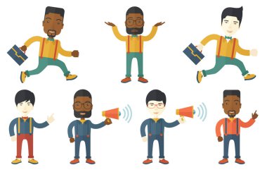 Vektör çizimleri ile iş adamları ayarla.