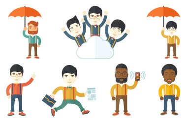 Vektör çizimleri ile iş adamları ayarla.