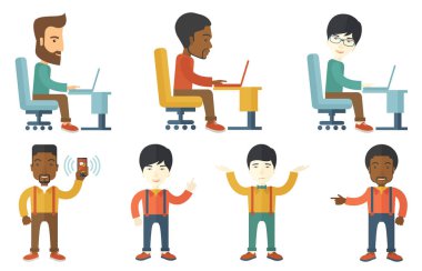 Vektör çizimleri ile iş adamları ayarla.