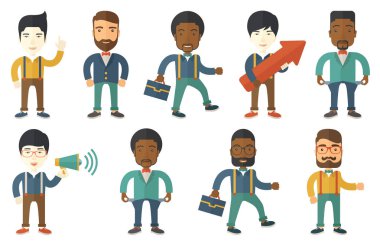 Vektör çizimleri ile iş adamları ayarla.