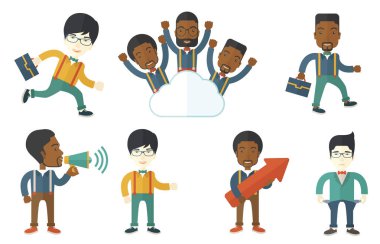 Vektör çizimleri ile iş adamları ayarla.