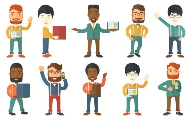 Vektör çizimleri ile iş adamları ayarla.