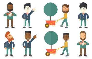 Vektör çizimleri ile iş adamları ayarla.