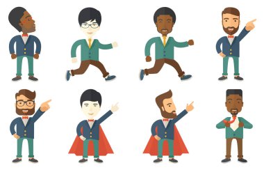 Vektör çizimleri ile iş adamları ayarla.