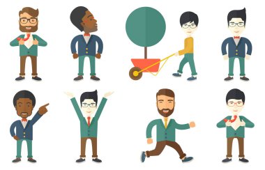 Vektör çizimleri ile iş adamları ayarla.