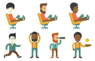 Vektör çizimleri ile iş adamları ayarla.