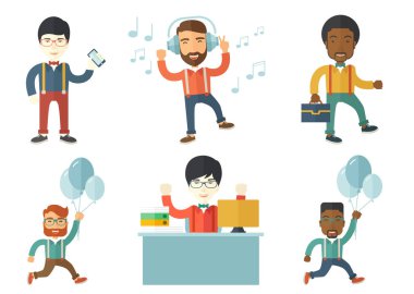 Vektör çizimleri ile iş adamları ayarla.