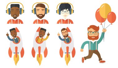 Vektör çizimleri ile iş adamları ayarla.