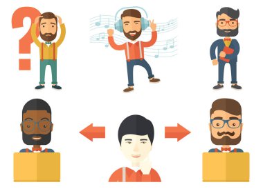 Vektör çizimleri ile iş adamları ayarla.