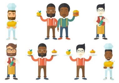 Yeme ve içme halkı vektör ayarla.