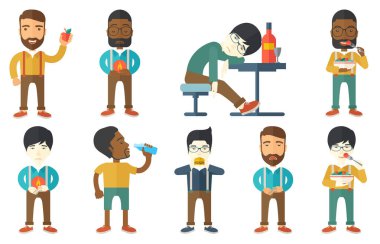 Yeme ve içme halkı vektör ayarla.