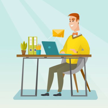 Alma veya e-posta göndererek iş adamı.