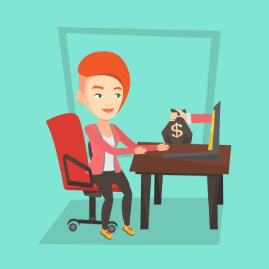 Online iş para kazanç iş kadını.