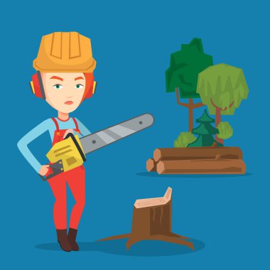 Oduncu chainsaw vektör çizim ile.
