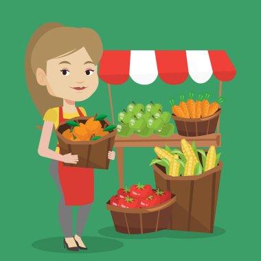 Sokak satıcı meyve ve sebze ile.