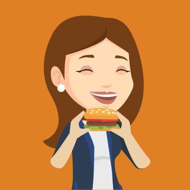 Hamburger vektör çizim yemek kadın.