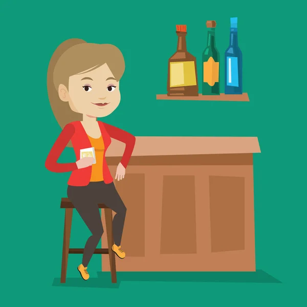 Žena sedící u baru. — Stockový vektor