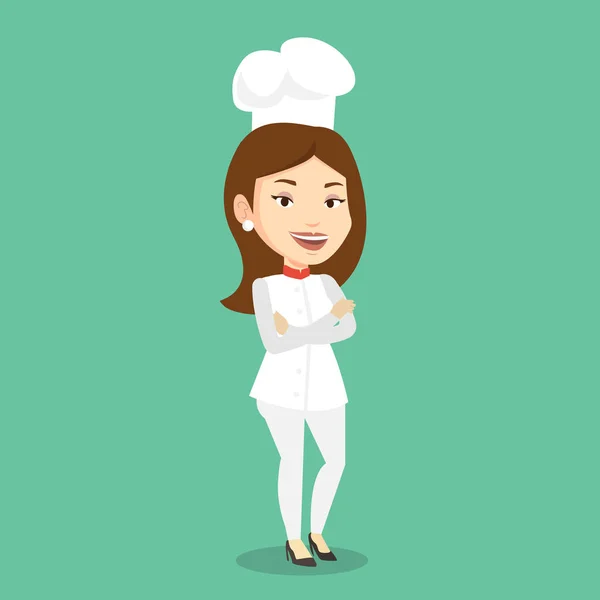 Chefe cozinheiro feminino confiante com braços cruzados . —  Vetores de Stock