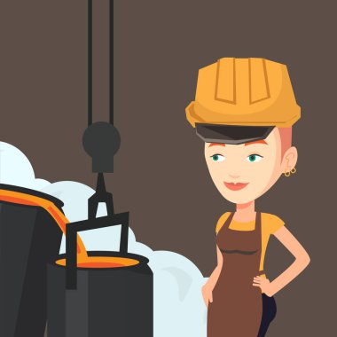 Kask döküm sonra işte işçi.