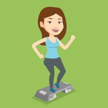 Woman exercising on steeper vector illustration. clipart
