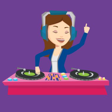 DJ karıştırma müzik turntable üzerinde vektör çizim.