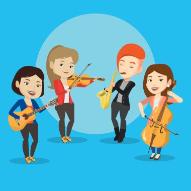 Grup müzik aletleri üzerinde oynamak müzisyenler.