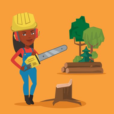 Oduncu chainsaw vektör çizim ile.
